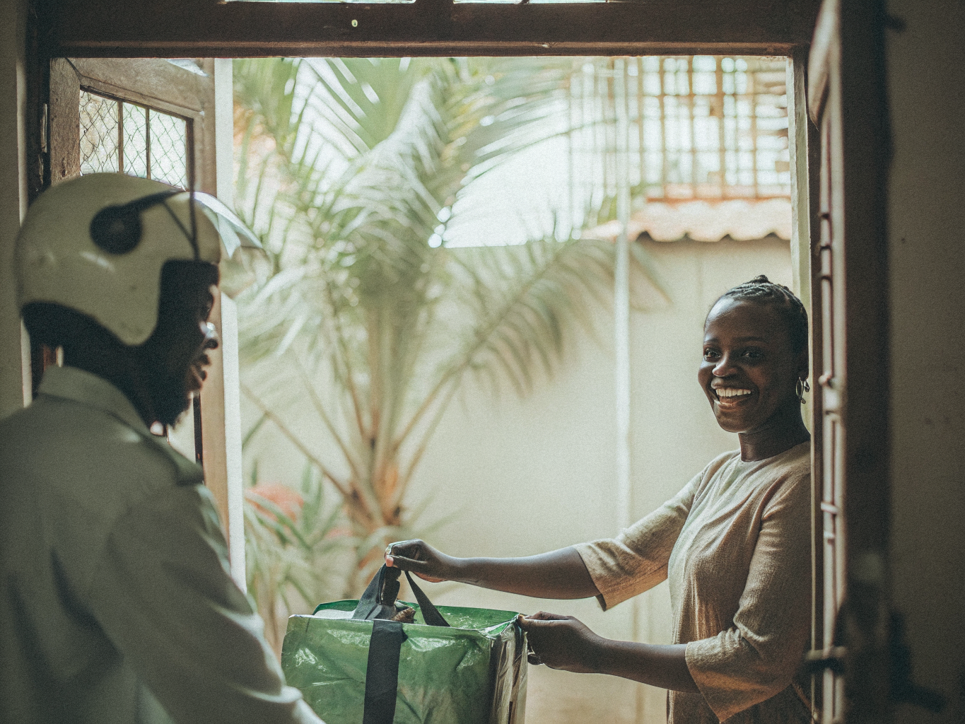 Happy customer receiving delivery